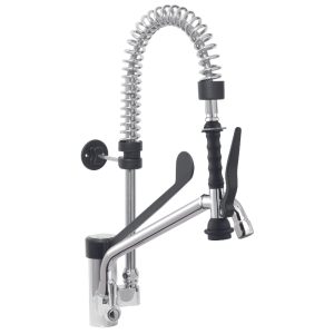 Dusas galda izlietne ar vienu caurumu un melnu monolītu sviru