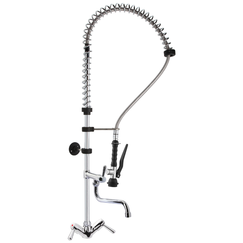 Vienas caurules krāns ar izveli un īso sviru - praktiskums un izturība profesionālajai virtuvei