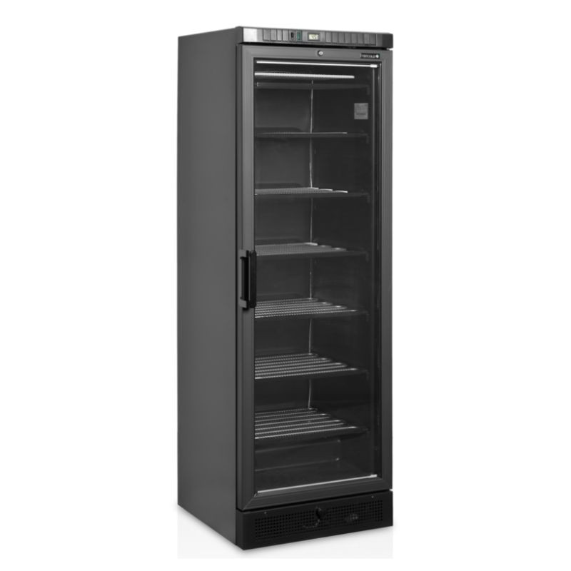 Statiskā saldētavas vitrīna ar stikla durvīm melna - 270 L TEFCOLD | Novērsta kondensācija, LED apgaismojums, kontrolēta tempera