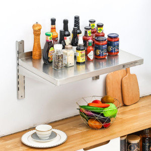 Nerūsējošā tērauda sienas plaukts uz kronšteiniem - L 600 x P 400 mm - Dynasteel