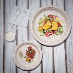 Aplīgas kompostējamās no dabīgas bagāzes - 50 gabalu komplekts, 260 mm