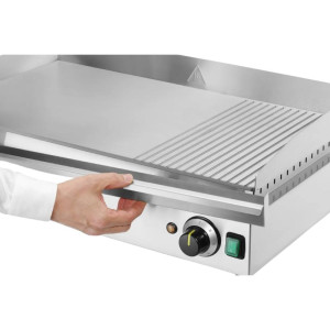 Profesionāla grila plāksne HENDI | Ar rievām un gludu virsmu - Nerūsējošais tērauds