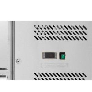 Pozitīva dzesēšanas galds ar aizmugurējo paneli - 6 atvilktnes - Dynasteel