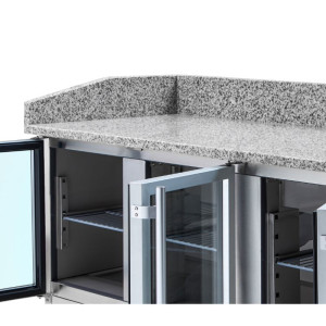 Kompakts atdzesēts picas mēbele 600x400 - 3 stikla durvis - Dynasteel