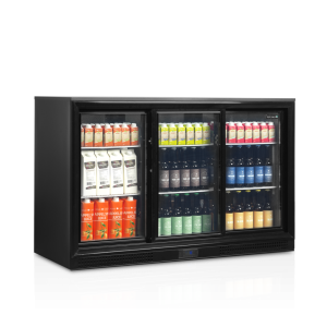 TEFCOLD 3 durvju bīdāmais stikla aizmugures bāra ledusskapis - 278 L: Efektīvi uzglabājiet, pateicoties tā bīdāmajām stikla durv