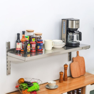 Nerūsējošā tērauda sienas plaukts uz kronšteiniem - L 1000 x P 300 mm - Dynasteel