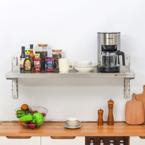 Nerūsējošā tērauda sienas plaukts uz kronšteiniem - L 1000 x P 300 mm - Dynasteel