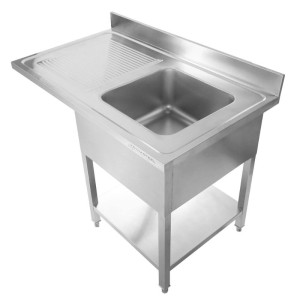 Plonge ar Passage Trauku Mazgājamā Mašīna, Aizmugurējais Panelis un Plaukts - 1200 x 700 - Notecinātājs pa Kreisi - Dynasteel