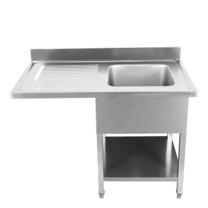 Plonge ar Passage Trauku Mazgājamā Mašīna, Aizmugurējais Panelis un Plaukts - 1200 x 700 - Notecinātājs pa Kreisi - Dynasteel