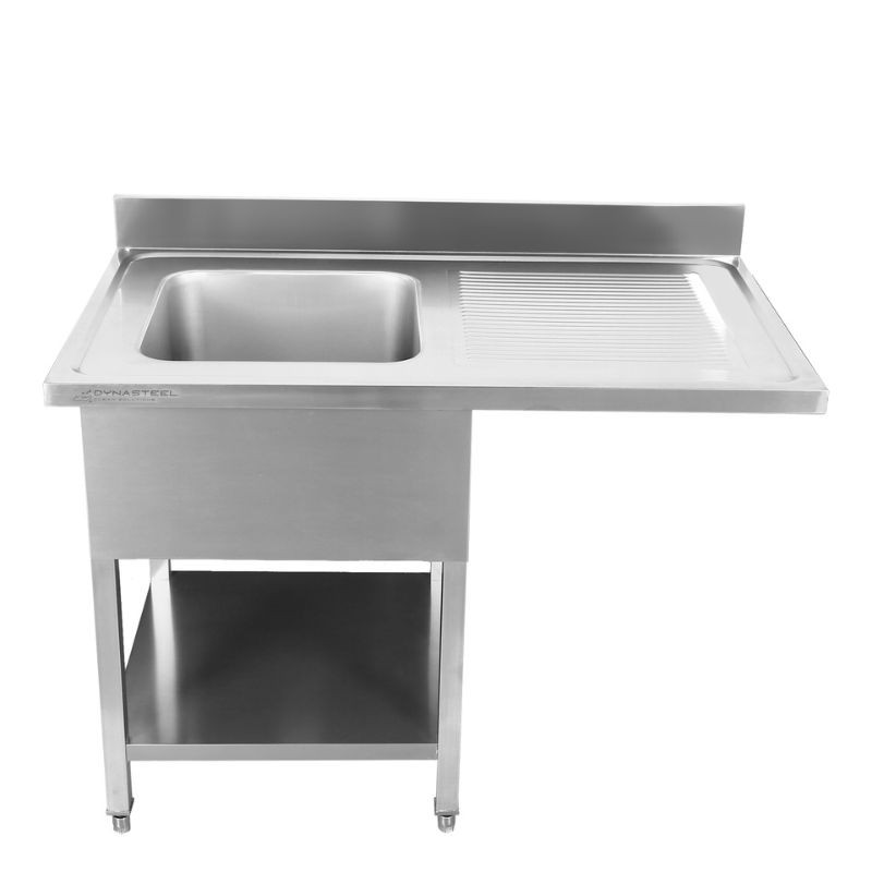 Plonge ar Trauku Mazgājamo Mašīnu, Aizmugurējo Paneli un Plauktu - 1200 x 600 - Notecinātājs pa Labi - Dynasteel