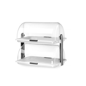 Taisnstūra izstādes skapis ar slīdošiem vākiem - 2 plaukti - 465 x 310 mm