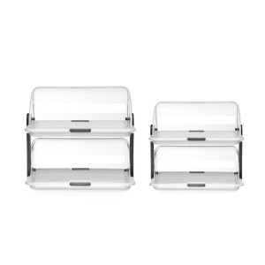 Taisnstūra izstādes skapis ar slīdošiem vākiem - 2 plaukti - 465 x 310 mm