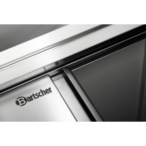 Nerūsējošā tērauda mēbeles ar slīdošām durvīm, plauktu un aizsargpaneli - garums 1200 mm