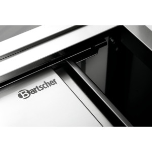 Nerūsējošā tērauda mēbeles ar slīdošām durvīm, plauktu un aizsargpaneli - garums 1200 mm