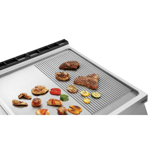 Plāksne ar grilēšanas funkciju, platums 800 - 1/2 gluda 1/2 rievota - gāze