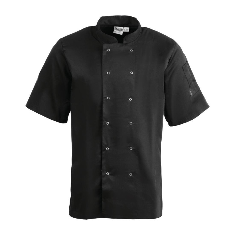 Melnās virtuves jaka ar īsām piedurknēm Vegas - izmērs S - Whites Chefs Clothing - Fourniresto