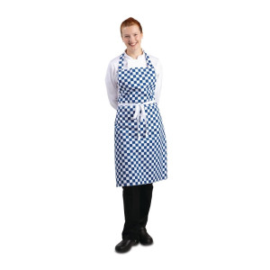 Balti un zilie rūtiņu polikotona priekšauts 710 x 970 mm - Whites Chefs Clothing - Fourniresto