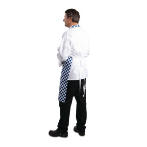 Balti un zilie rūtiņu polikotona priekšauts 710 x 970 mm - Whites Chefs Clothing - Fourniresto