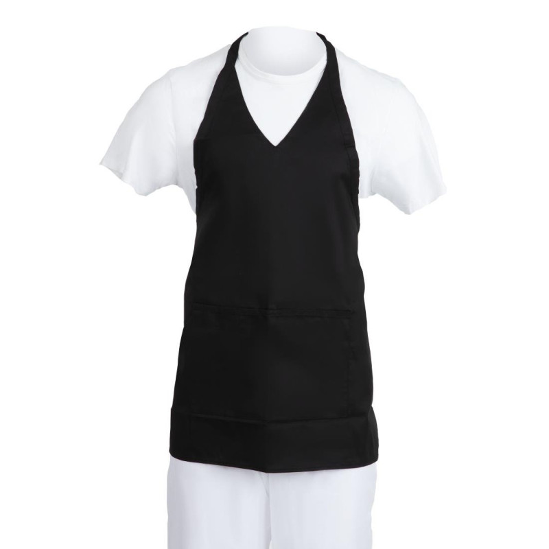Kalpona servētājam ar V izgriezumu Melna polikotona 838 x 698 mm - Whites Chefs Clothing - Fourniresto