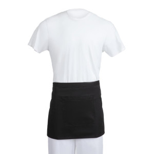 Īss melns servētāja priekšauts no polikotona 373 x 750 mm - Whites Chefs Clothing - Fourniresto