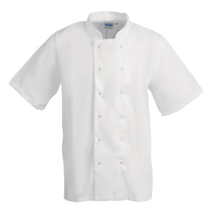 Balta īstermiņa virtuves jaka ar īsām piedurknēm Bostonā - izmērs S - Whites Chefs Clothing - Fourniresto
