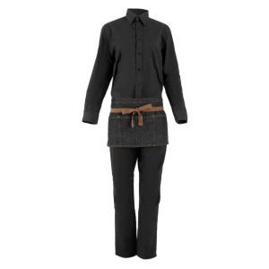 Melnbaltā kokteiļu priekšautiņa Memphis no kokvilnas 585 x 305 mm - Chef Works - Fourniresto