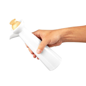 Pudele ar baltu eļļu un etiķi ar koka atbalstu un spraudņiem - Olympia - Fourniresto