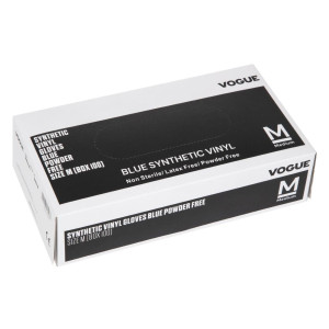 Pudelēti pārtikas cimdi no vinila, zilā krāsā, izmērs M - 100 gabali - Vogue - Fourniresto