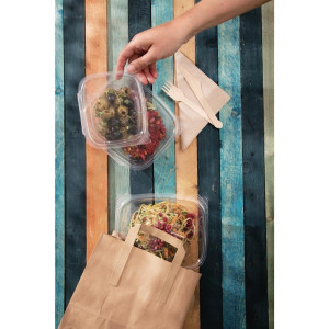 Mazs brūns pārstrādājams papīra maisiņš 215 x 180 mm - 250 gabalu komplekts - Fiesta Green - Fourniresto