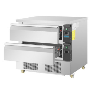 Divdabīgs ledusskapis ar diviem nodalījumiem, 2 kāpņu kārbiņiem, U sērijas 4x GN 1/1 - Polar - Fourniresto