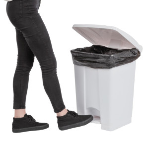 Virtuves atkritumu tvertne ar bumbiņu balta 45L - Jantex - Fourniresto