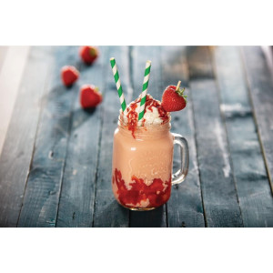 Dzelteni un balti svītrains kompostējamais papīra salmi 210 mm - 250 gabalu komplekts - Fiesta Green - Fourniresto