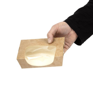 Kraft salātu kastītes ar atkārtoti pārstrādājamu acetāta logu - 825 ml - 200 gabalu komplekts - Colpac