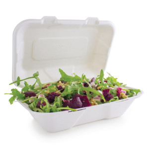 Kastītes ēdienam no bagāzes ar šarnīra vāku - L 228mm - 200 gabalu komplekts - Vegware