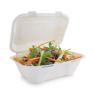 Kastītes ēdienam no bagāzes ar šarnīra vāku - L 228mm - 200 gabalu komplekts - Vegware