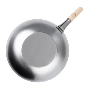 Wok no tērauda - 35,6 cm - Vogue - Fourniresto
