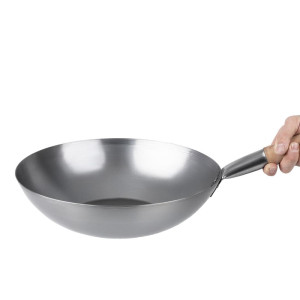 Wok no tērauda - 35,6 cm - Vogue - Fourniresto