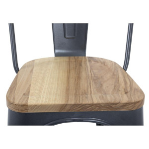 Krēsli no tērauda ar koka sēdekli - metāliski pelēki - 4 gabali - Bolero