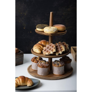 Trīsstāvu akācijas koka stends ø305x395 mm - Olympia