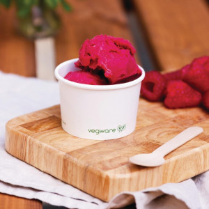Karstiem pārtikas konteineriem no kompostējama materiāla 110 ml - 1000 gabalu Vegware komplekts - ērti un vides draudzīgi