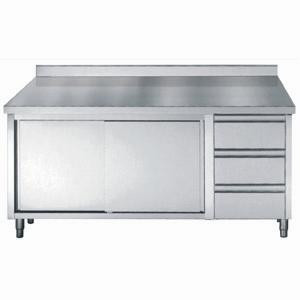Meuble Inox Bas - 2 Portes 3 Tiroirs - Izmēri L 1800 x P 700 - CombiSteel