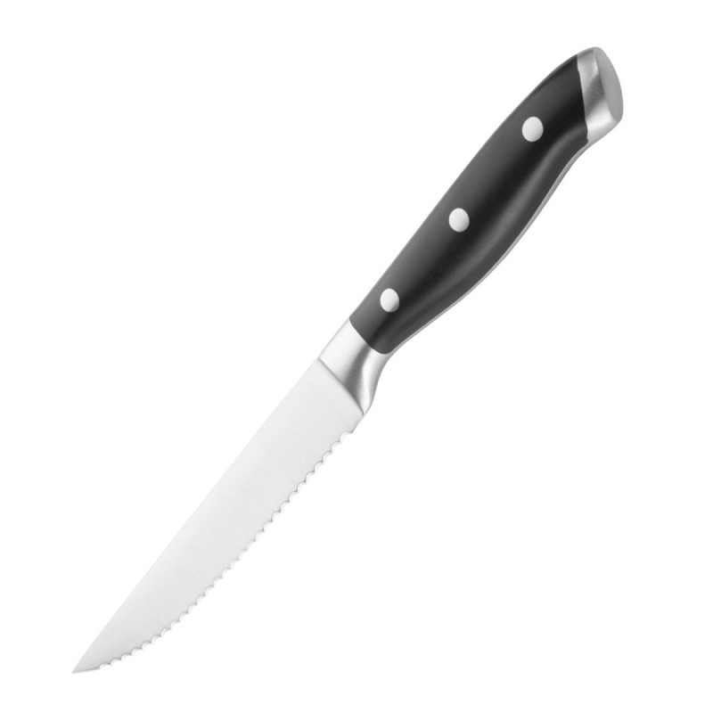 Rivēti steika naži ar melnu ABS rokturi - komplekts 6 - Olympia