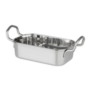 Taisnstūrveida nerūsējošā tērauda prezentācijas šķīvis - 140 x 90 mm - Olympia