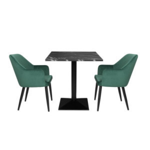 Kvadrātveida galds ar melna akmens efektu - 70 x 70 cm - Bolero