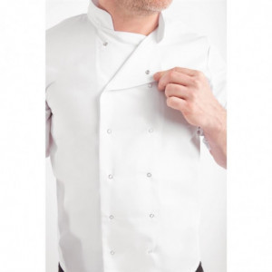 Vegas baltās īsām piedurkšņu kokvilnas virtuves jaka - izmērs Xs - Whites Chefs Clothing - Fourniresto