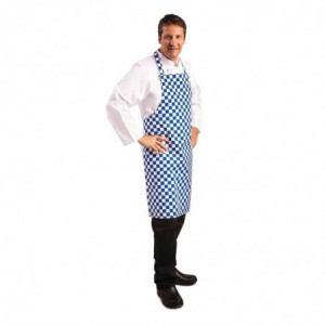 Balti un zilie rūtiņu polikotona priekšauts 710 x 970 mm - Whites Chefs Clothing - Fourniresto