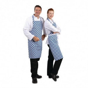 Balti un zilie rūtiņu polikotona priekšauts 710 x 970 mm - Whites Chefs Clothing - Fourniresto