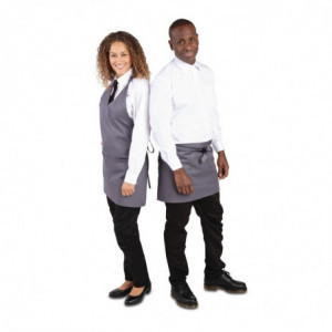 Īss pelēks antracīta krāsas servētāja priekšauts no polikotona 750 x 373 mm - Whites Chefs Clothing - Fourniresto