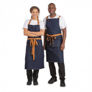 Džinsa zils servētāja priekšauts ar 1000 x 700 mm kokvilnas jostu - Whites Chefs Clothing - Fourniresto