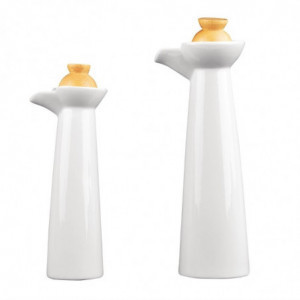 Pudele ar baltu eļļu un etiķi ar koka atbalstu un spraudņiem - Olympia - Fourniresto